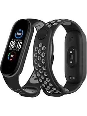 Naturion Newface Xiaomi Mi Band 7 Spor Delikli Kordon - Siyah-Gri