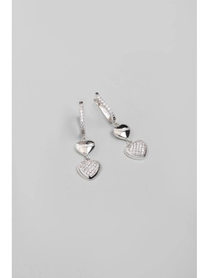 So CHIC Love 18 Ayar Beyaz Altın Kaplama Gümüş Küpe