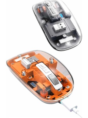 Genel Tedarik Mouse Fare Kablosuz Mouse Fare Şarjlı Bluetooth Sessiz 5 Tuşlu Şeffaf
