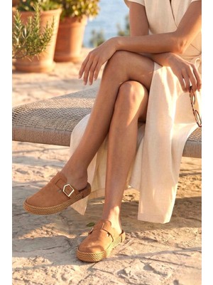 Fox Shoes Y596148502 Taba Süet Önü Kapalı Sabo Terlik