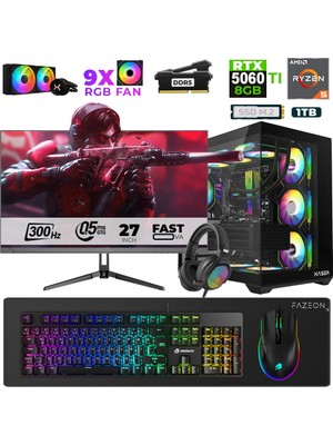Xaser Star X310 Ryzen 5 7500F 32GB Ram 1tb M.2 Nvme SSD 8gb RTX5060TI 27" 300Hz Oyuncu Bilgisayarı