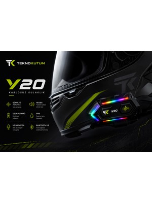 teknokutum Motosiklet Bluetooth Kulaklık 5.3 Çağrı Gürültü Önleyici Rgb Işık Su Geçirmez Kask Kulaklık