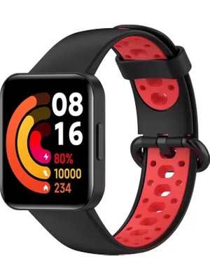 Naturion Newface Xiaomi Redmi Watch 2 Spor Delikli Kordon - Siyah-Kırmızı