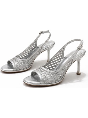 Patron Shoes Kadın El Örmesi Topuklu Ayakkabı 8 cm Ince Topuk Şık Yazlık Ayakkabı