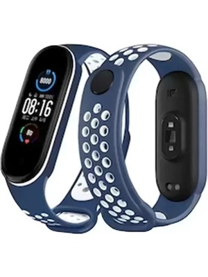 Naturion Newface Xiaomi Mi Band 7 Spor Delikli Kordon - Lacivert-Beyaz