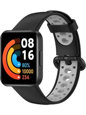 Naturion Newface Xiaomi Redmi Watch 2 Spor Delikli Kordon - Siyah-Gri