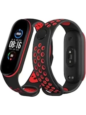 Naturion Newface Xiaomi Mi Band 7 Spor Delikli Kordon - Siyah-Kırmızı