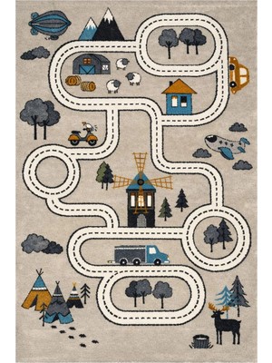 Kartela Halı Kış Köyü Kaymaz Taban Çocuk Oyun Halısı - 60 x 90 cm