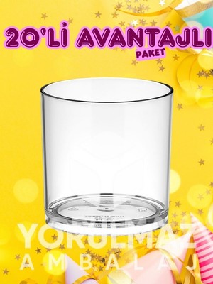 Yorulmaz Ambalaj 🥤 20’li 220 cc Plastik Bardak – Viski & Meşrubat Için Ekonomik Paket, Sağlam ve Şık Tasarım