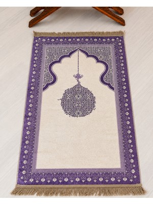 Bilenler Mihrap Desenli Ince Kadife Seccade Ipeksi Dokulu