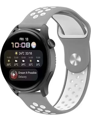 Naturion Newface Watch 20MM Spor Delikli Kordon - Gri-Beyaz