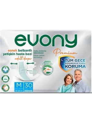 Evony Premium Belbantlı Yetişkin Hasta Bezi Medium 30 Adet 1X30 Paket M