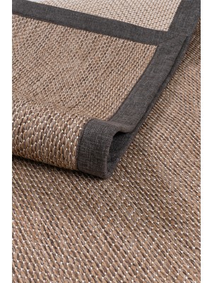 Carpet Diem Home Design Dokuma Balık Sırtı Sisal Kolay Temizlenir Mutfak Antre Oturma Odası Kumaş Bordürlü Özel Kahve Halı