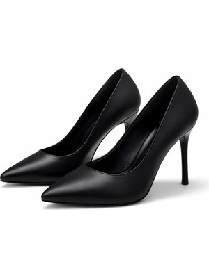 Patron Shoes Kadın Hakiki Deri 10 cm Ince Topuklu Stiletto Sivri Burun Şık Klasik Günlük ve Abiye Ayakkabı