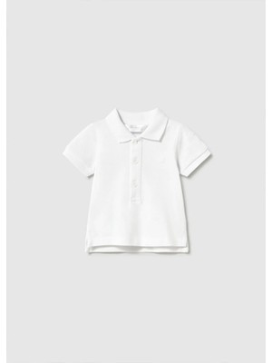 Mayoral Yazlık Erkek Bebek Yenidoğan Polo Yaka Tshirt - Beyaz