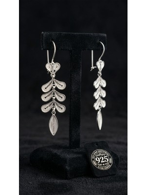 Roza Silver 925 Ayar Geleneksel El Işçiliği Telkari Balıksırtı Başak Suyolu Gümüş Küpe