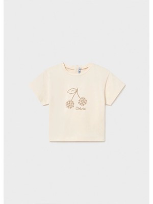 Mayoral Yazlık Kız Bebek Basic Tshirt - Krem