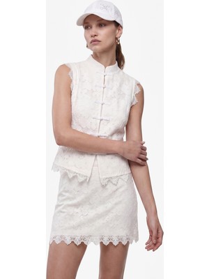Koton Koton x Melis Ağazat - Slim Fit Mikro Mini Dantel Etek