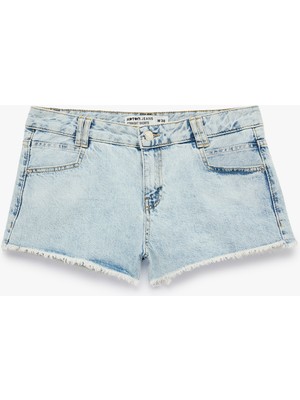 Koton Normal Bel Cepli Pamuklu Pis Paça Regular Fit Mikro Denim Şort