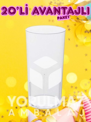 Yorulmaz Ambalaj 🍸 Kristal Tek Kullanımlık Şeffaf Kokteyl ve Rakı Bardağı – 20’li Paket, Şık Sunum ve Pratik Kullanım