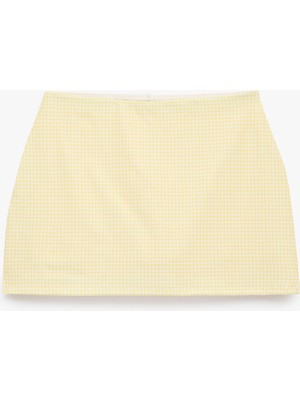 Koton Yüksek Bel Slim Fit Pötikare Şort Etek