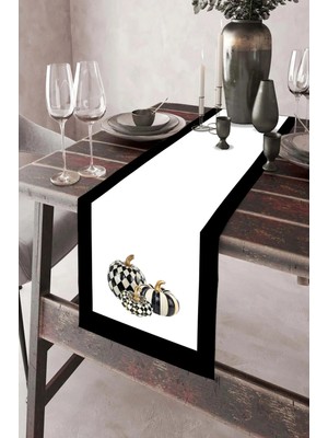 Dekomod 40X140CM Dokuma Leke Tutmaz Baskılı Premium Tay Tüyü Kumaş Masa Örtüsü Dekoratif Runner Yıkanabilir