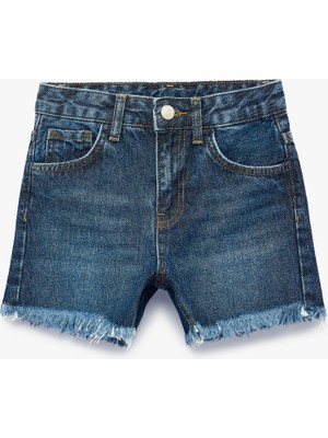 Koton Pamuklu Cepli Püsküllü Taş Detaylı Denim Şort