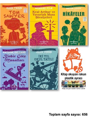 İş Bankası Kültür Yayınları Tom Sawyer Kral Arthur ve Yuvarlak Masa Şövalyeleri Hik Yeler Binbir Gece Masalları Iki Yıl Okul Tatili