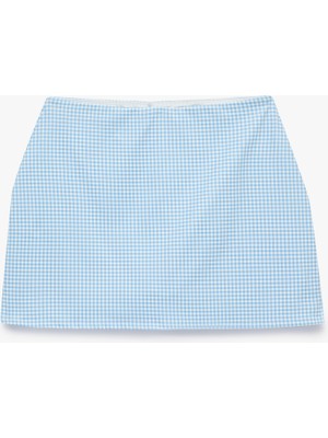 Koton Yüksek Bel Slim Fit Pötikare Şort Etek