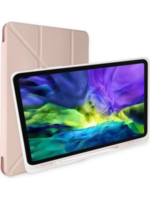 Mudanis Apple Ipad Pro 12.9 (2021) Kılıf Kalemlikli Mars Tablet Kılıfı - Rose Gold