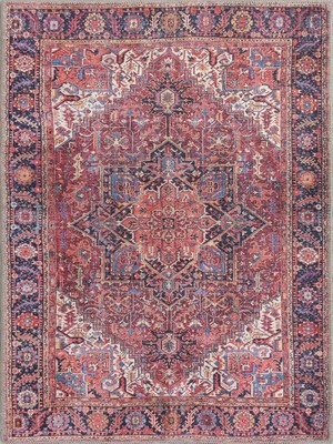 Pera Halı Bordo ve Terracotta Medalyonlu Vintage Halı - T0690OU