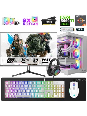 Xaser Star X320 Ryzen 5 7500F 32GB Ram 1tb M.2 Nvme SSD 8gb RTX5060TI 27" 300Hz Oyuncu Bilgisayarı