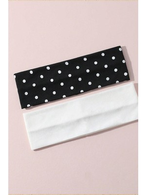 New Obsessions Jersey Siyah Beyaz ve Beyaz 2 Adet Saç Bandı