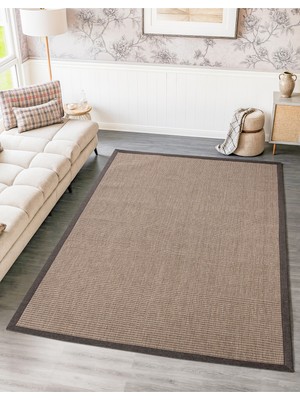 Carpet Diem Home Design Dokuma Inci Sisal Kolay Temizlenir Mutfak Antre Oturma Odası Kumaş Bordürlü Özel Kahve Halı