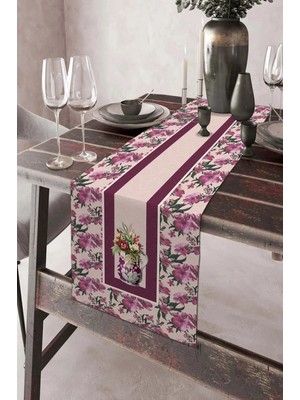 Dekomod 40X140CM Dokuma Leke Tutmaz Baskılı Premium Tay Tüyü Kumaş Masa Örtüsü Dekoratif Runner Yıkanabilir