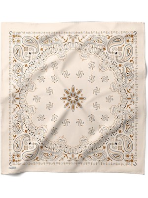 Hawwa Krem Paisley Desenli Saten Fular
