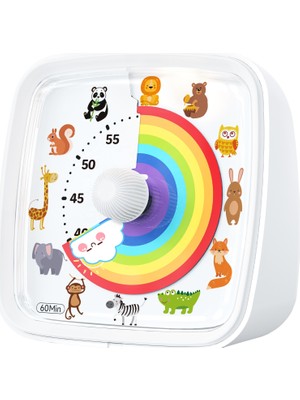 Yunbaoit Gece Işıklı Görsel Zamanlayıcı Timer, Çocuklar ve Yetişkinler Için 60 Dakika Geri Sayım Sayacı, Hayvan Figürlü Ev, Okul, Mutfak Veya Ofis Için Gökkuşağı Desenli Pomodoro Zamanlayıcı