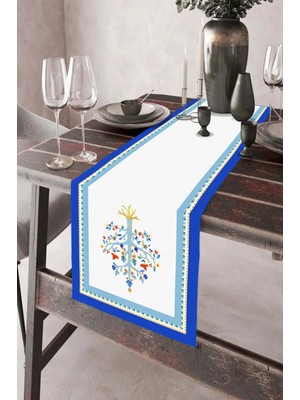 Dekomod 40X140CM Dokuma Leke Tutmaz Baskılı Tay Tüyü Kumaş Masa Örtüsü Dekoratif Runner Yıkanabilir