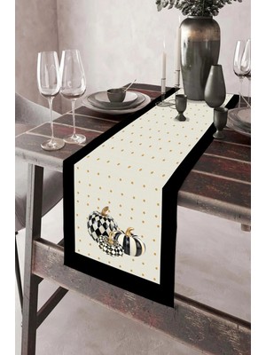Dekomod 40X140CM Dokuma Leke Tutmaz Baskılı Premium Tay Tüyü Kumaş Masa Örtüsü Dekoratif Runner Yıkanabilir