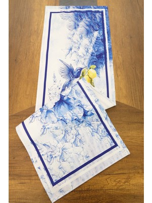 Dekomod 40X140CM Dokuma Leke Tutmaz Baskılı Tay Tüyü Kumaş Masa Örtüsü Dekoratif Runner Yıkanabilir