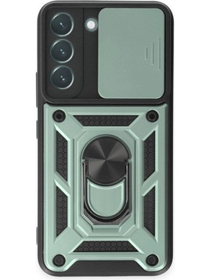 Evimdeyokyok Samsung Galaxy S23 Kılıf Pars Lens Yüzüklü Silikon - Yeşil Tdrtr