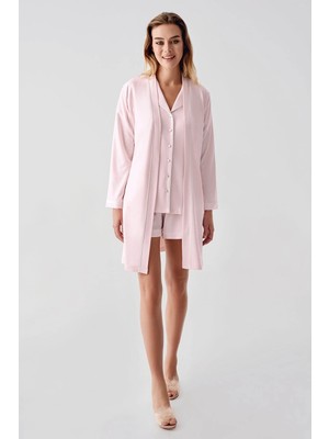 Uslucan Alışveriş Freshness 324 Kadın 4'lü Sabahlıklı Şorlu Pijama Takımı