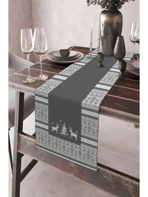 Dekomod 40X140CM Dokuma Leke Tutmaz Baskılı Premium Tay Tüyü Kumaş Masa Örtüsü Dekoratif Runner Yıkanabilir