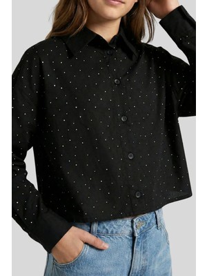 Waka Waka Kids Store Kristal Taş Detaylı Kısa Kesim (Crop) Gömlek
