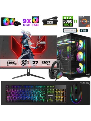 Xaser Star X330 Ryzen 5 7500F 16GB Ram 1tb M.2 Nvme SSD 16GB RTX5060TI 27" 300Hz Oyuncu Bilgisayarı