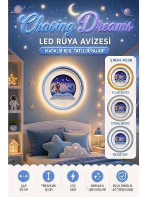 Mars Concept Çocuk Odası Ultraman Temalı LED Tavan  & Duvar  Lambası  50CM │ 3 Renk  Işık - Günışığı / Sarı / Beyaz
