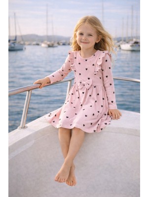 Baby Lory Kids Store Kız Çocuk Kalp Desenli Kurdaleli Elbise