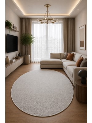 Tch Home Living Lys Bukle Yuvarlak Daire Gri Modern Yumuşak Jüt Taban Dokuma Halı Salon Mutfak Oturma Odası Koridor Yolluk Çocuk Odası Halısı 04300