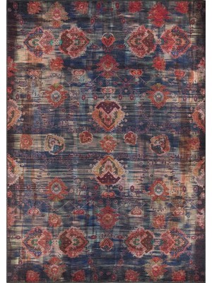 Pera Halı Lacivert ve Bordo Ebruli Geçişli Modern Vintage Halı - AL111OU