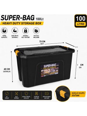 Super-Bag En Büyük Boy Plastik Saklama Kutusu 100 Litre Boy :73 cm En :49 Derinlik :40 cm